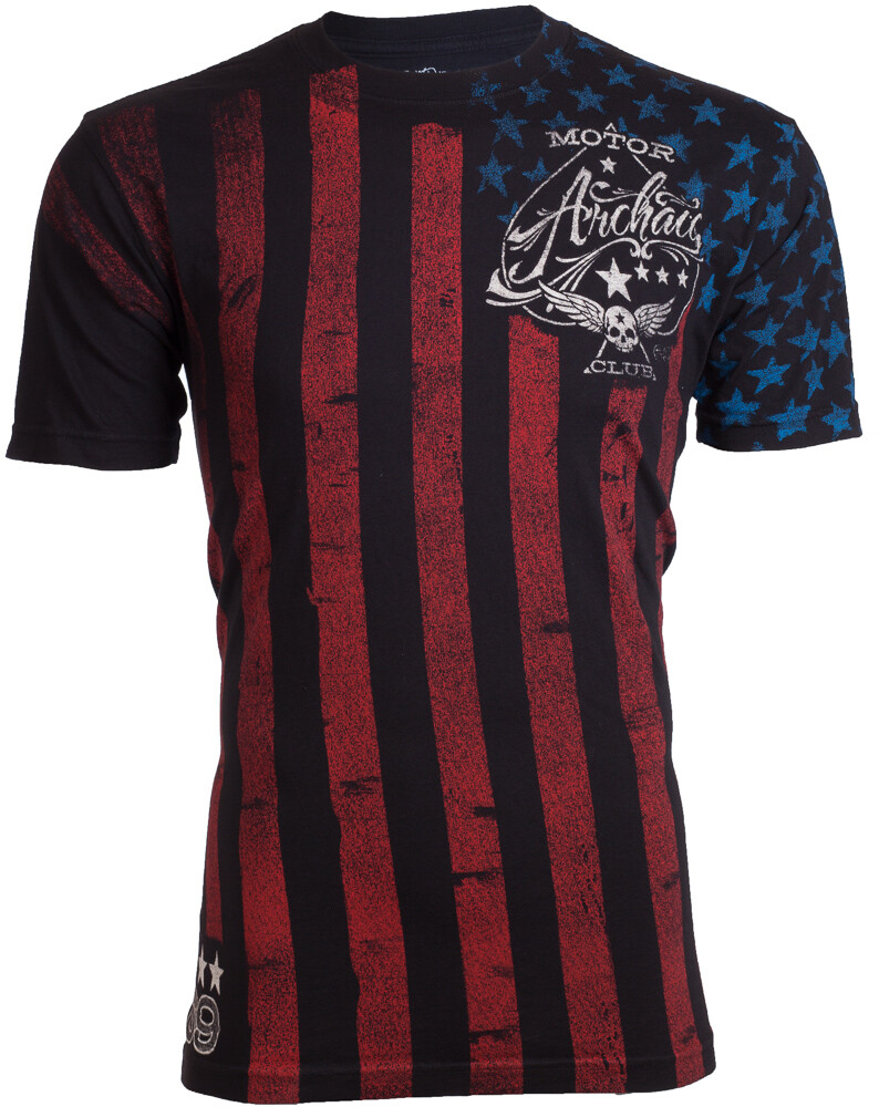 Archaic By Affliction Mens T-shirt Nation Regular Fit Black US Flag S-3XL NWT