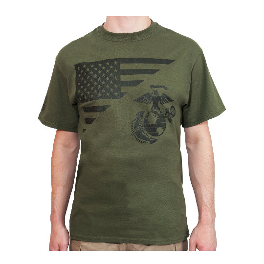 US Marine Corps Flag and EG&A T-Shirt USMC Eagle Globe and Anchor Licensed