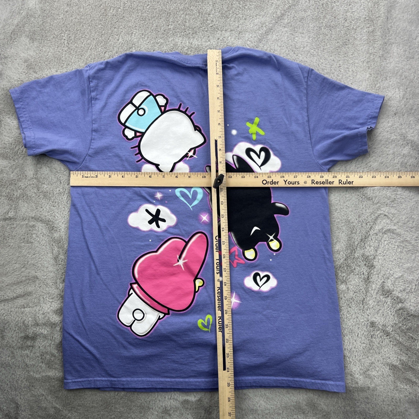 Hello Kitty Shirt Mens Medium Purple Anime Cartoon AOP Double Sided Art Sanrio