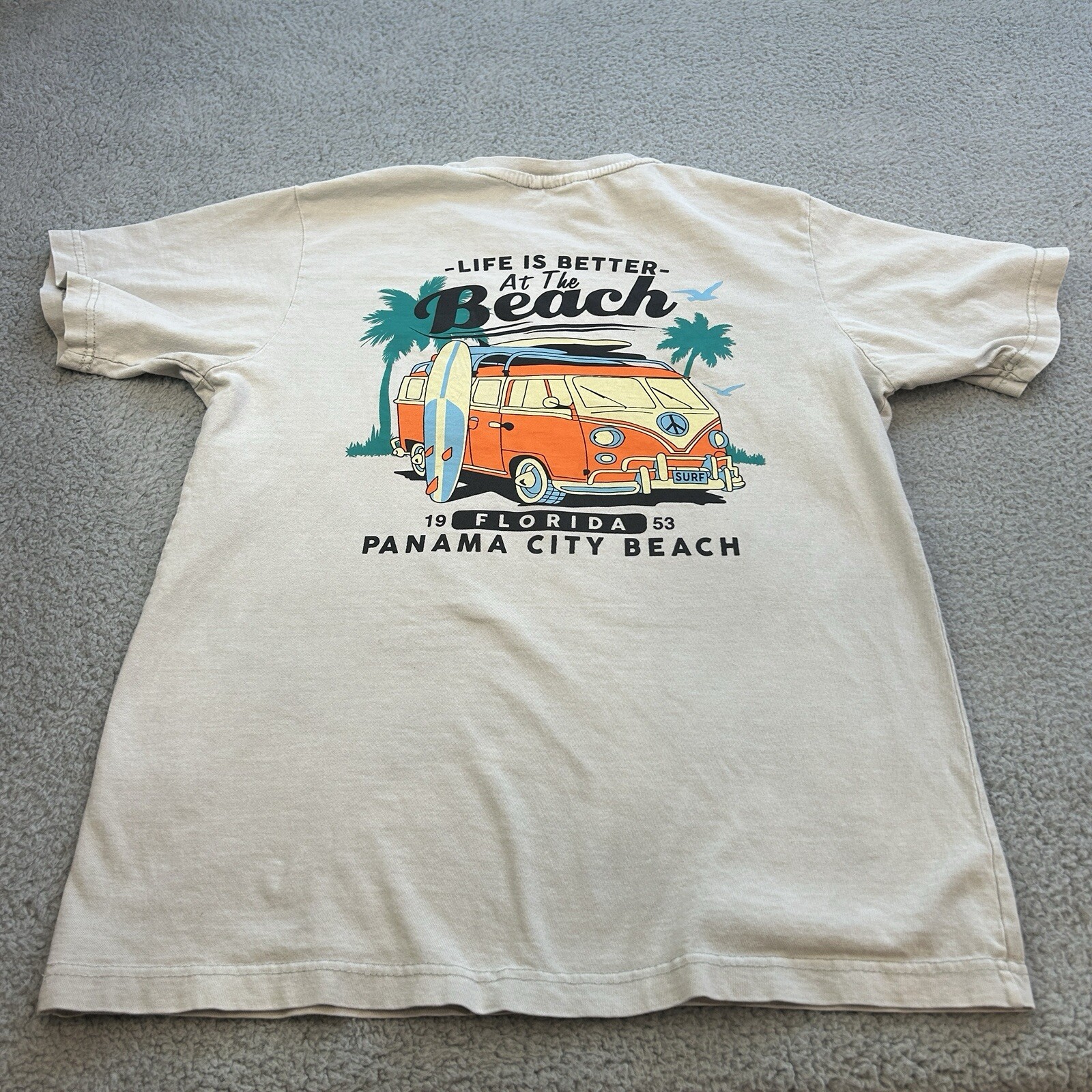 U.S VINTAGE T -Shirt Men Large Multicolor Panama City Beach Florida 1953 Surf