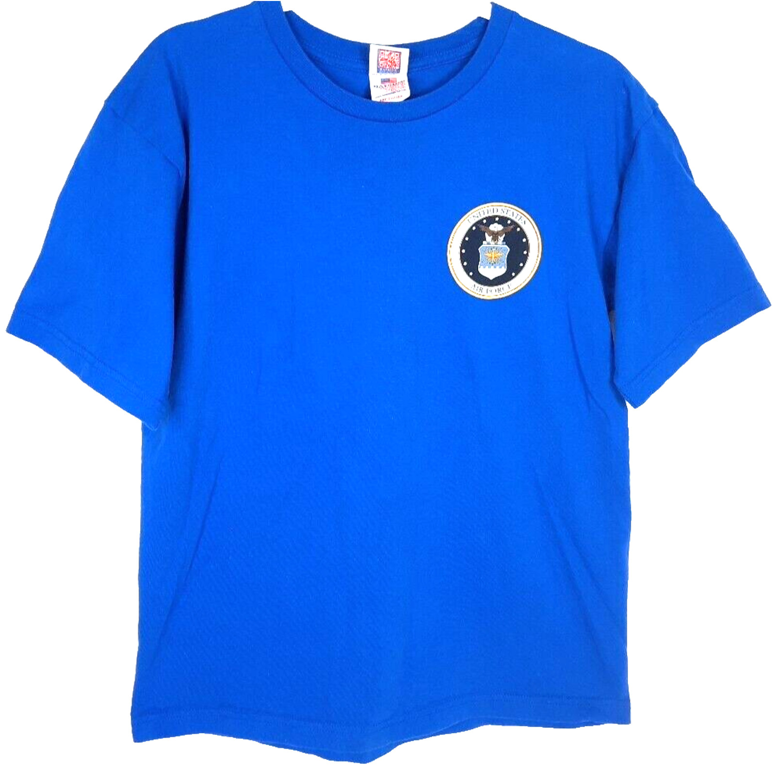 US Air Force Jets Defending Freedom T-Shirt Medium Blue Double Sided Bayside