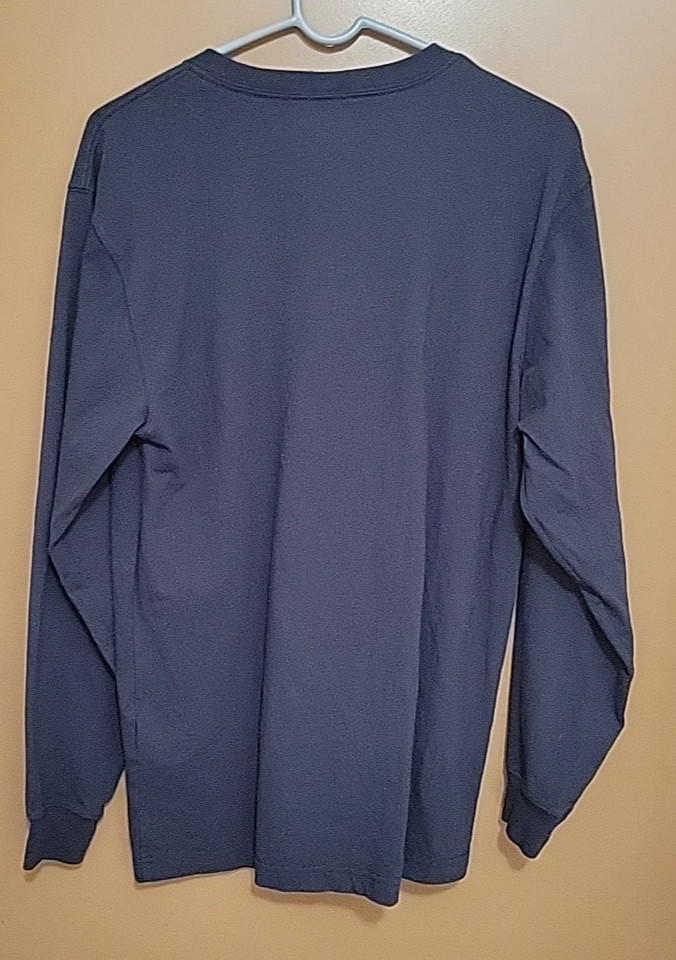 Carhartt Mens Loose Fit Heavyweight Tshirt Size S Navy Blue Long Sleeve Logo