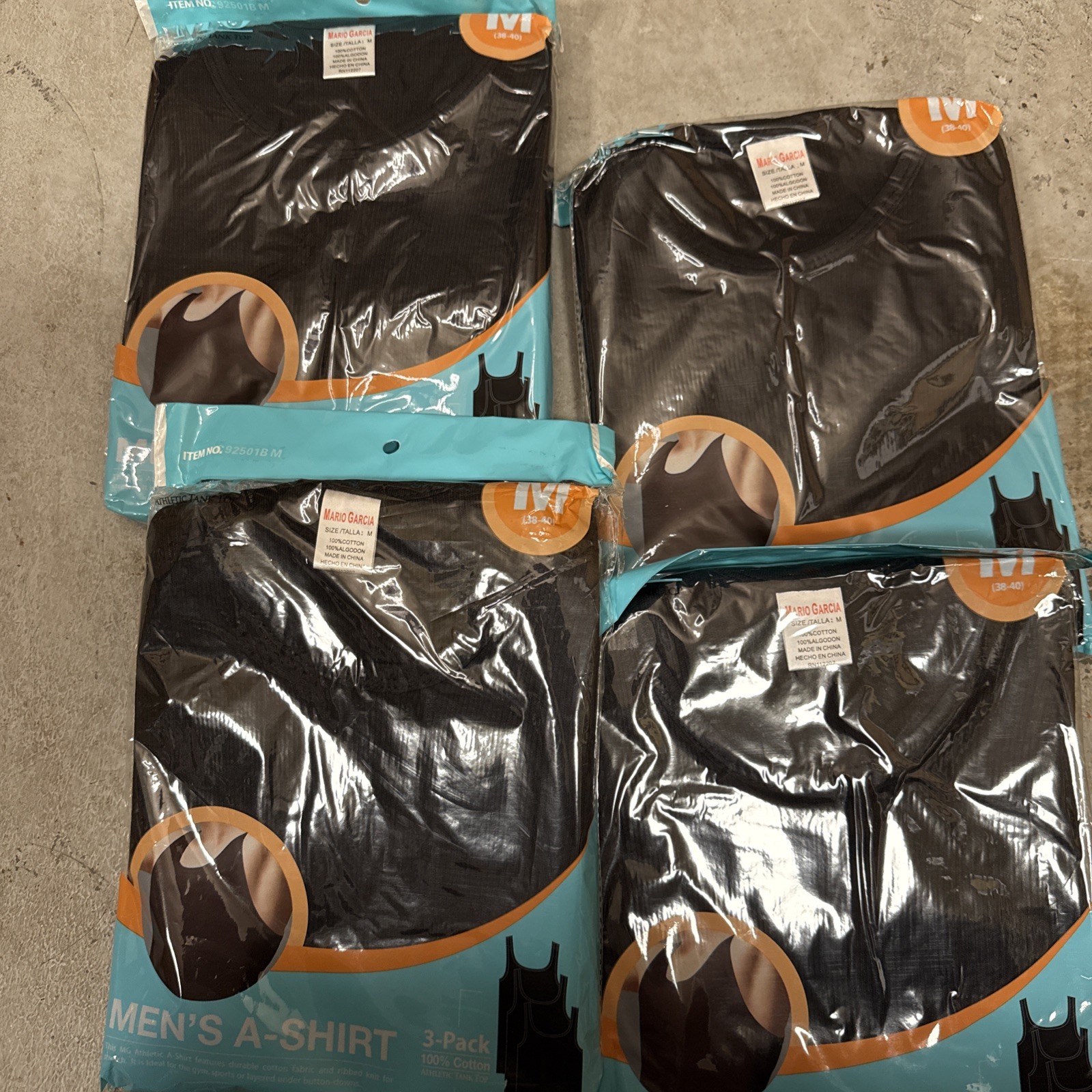 Lot Of 12 black Medium A-Shirt/ Tang Top Special,Last Of Inventory (4 3 Packs)