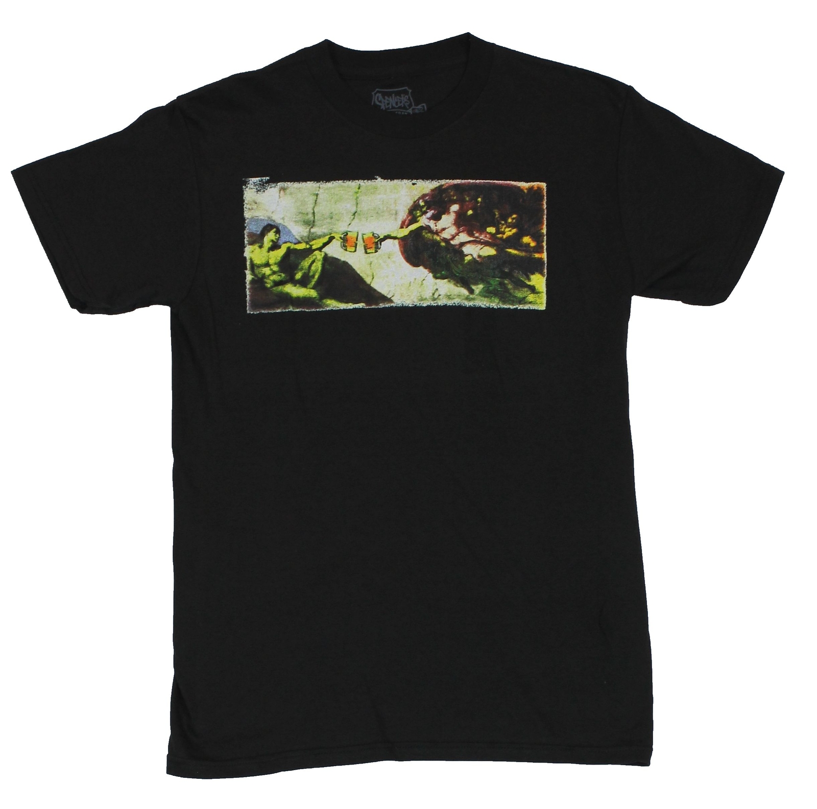Creation of Adam Paraody Adult New T-Shirt – God and Adam Enjoying Some Brews