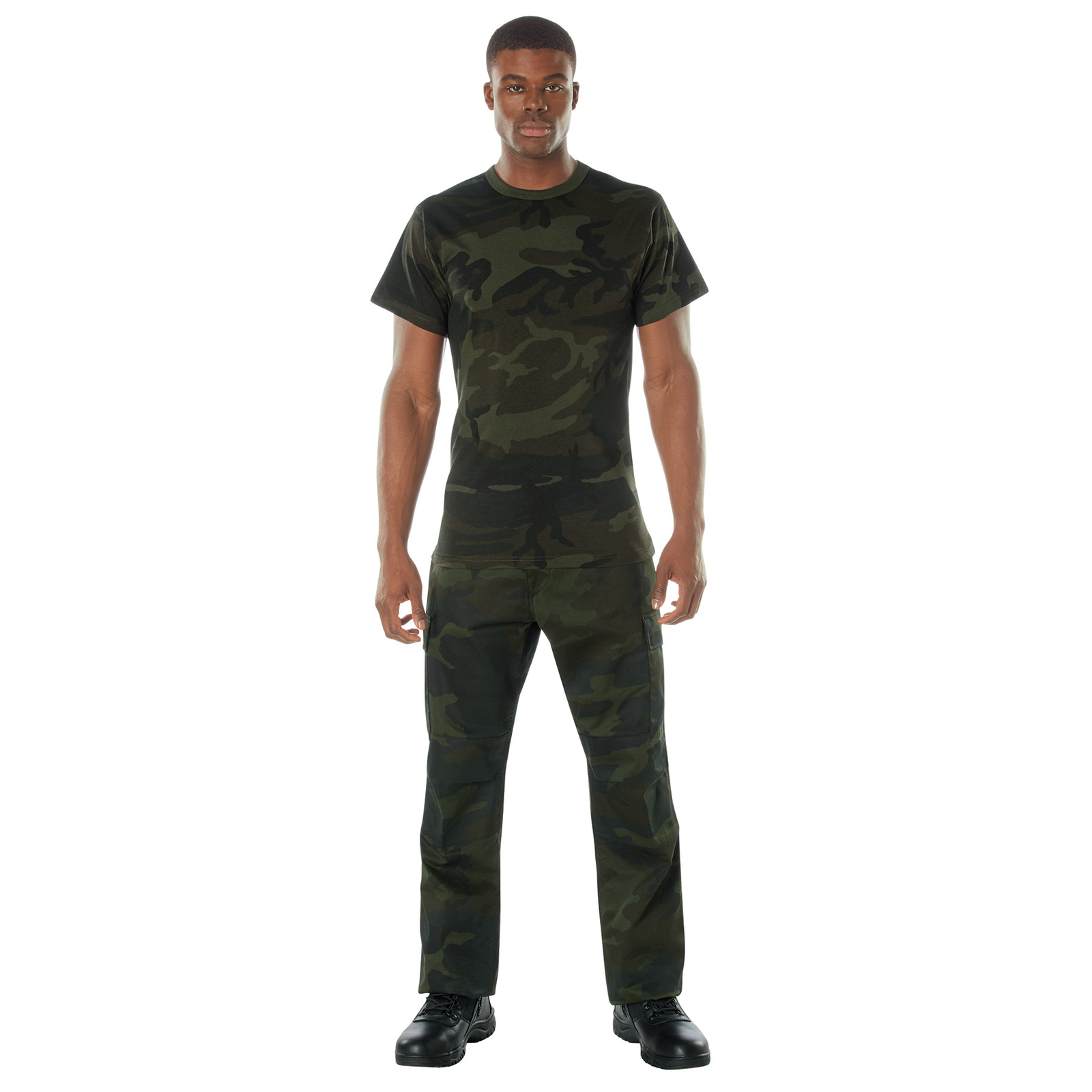 Men’s Midnight Woodland Camo T-Shirt – Stealth Ops Camouflage Short Sleeve Tee