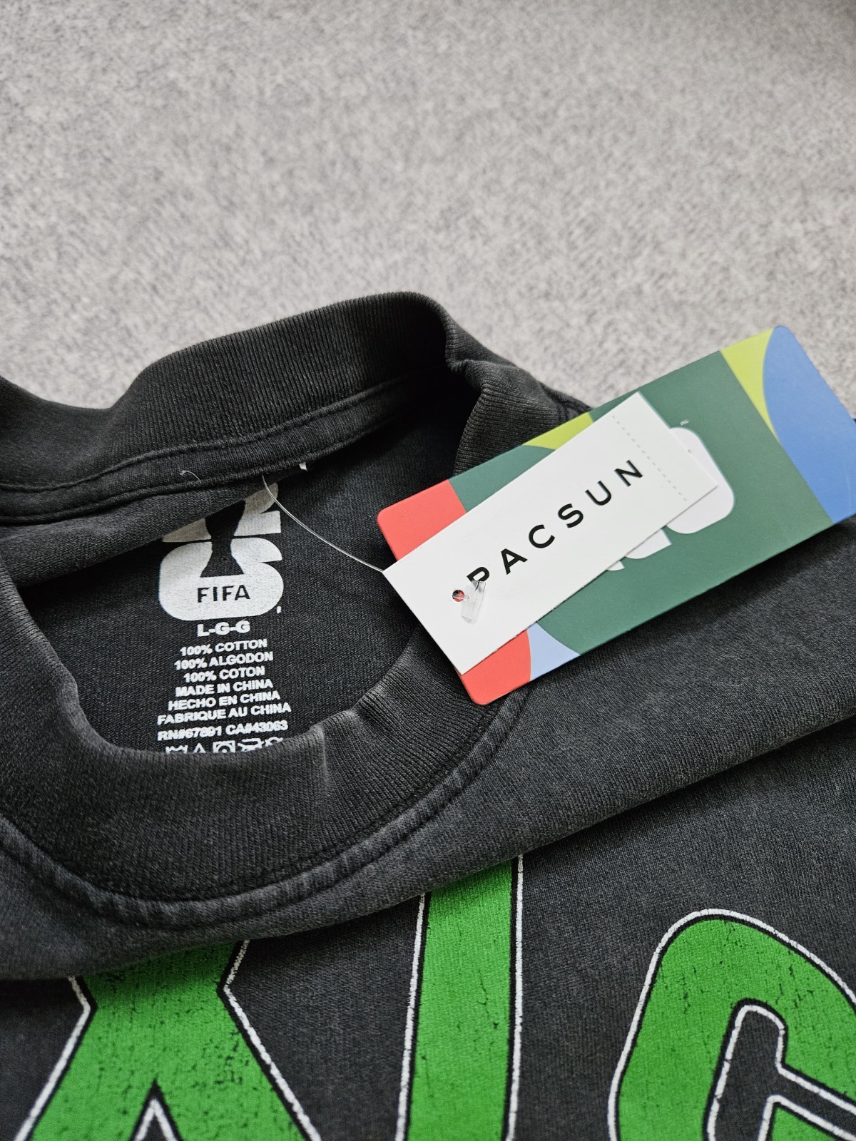 FIFA World Cup 2026 Mexico Dog T-Shirt PacSun Charcoal Wash Mens Size Large NWT