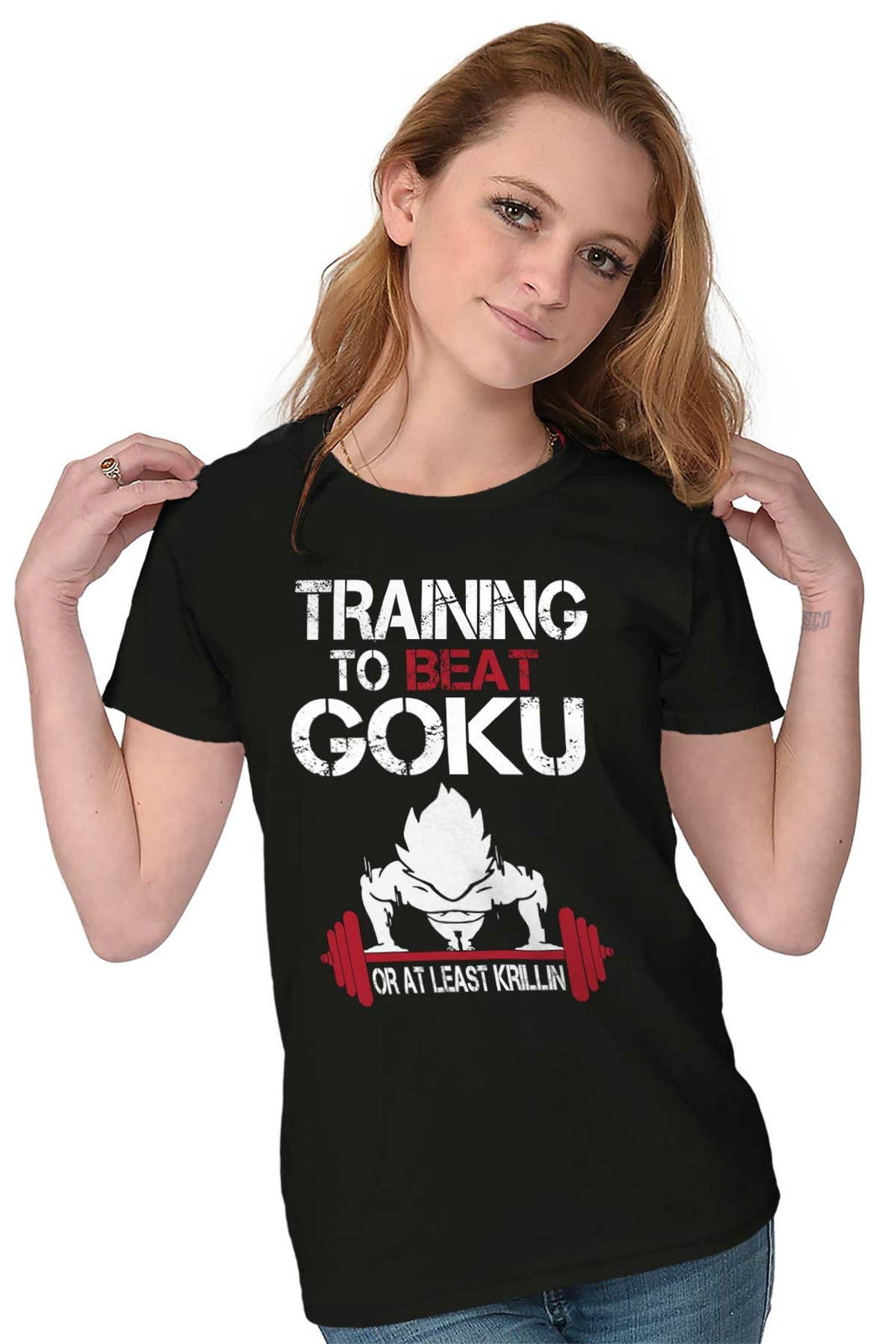 Anime Gym Workout Training to Beat Krillin Womens Top Junior Graphic Tee