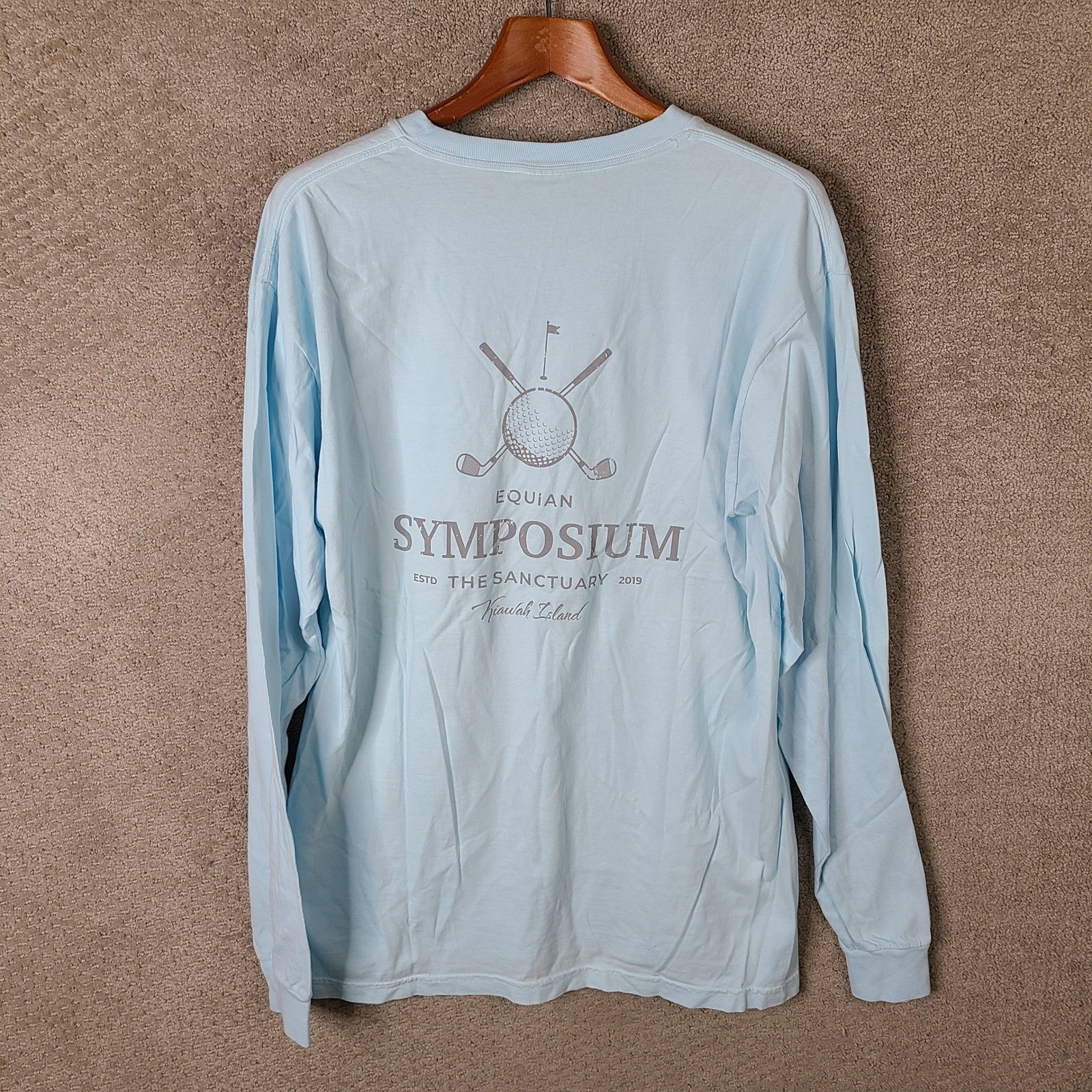 Comfort Colors Shirt Mens Large Blue Equian Symposium Kaiwah Island Long Sleeve