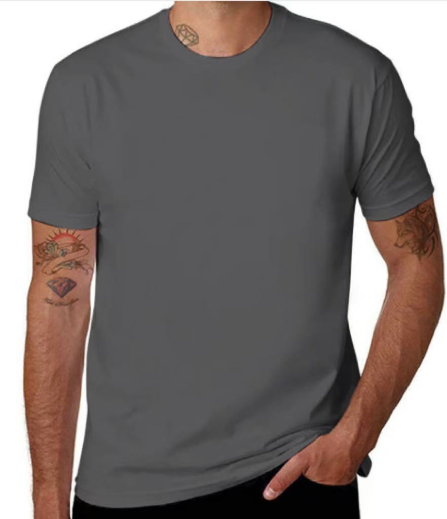 Solid color crew neck casual T-shirt-100% cotton, unisex.