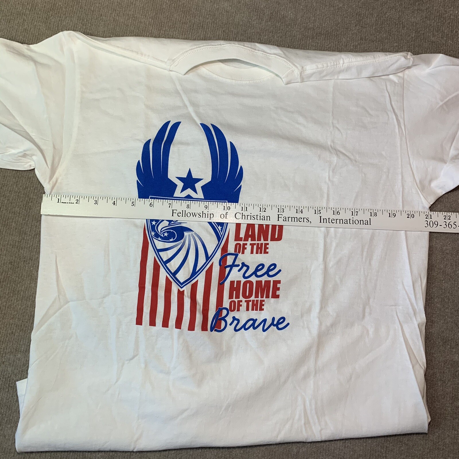 Shirt L Vote Land Free Home Brave Eagle Flag Patriotic American July USA