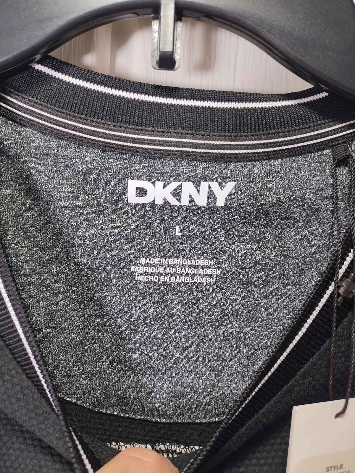 DKNY Jupiter Color Block Shirt Men’s L Stretch Short Sleeve Black White NWT