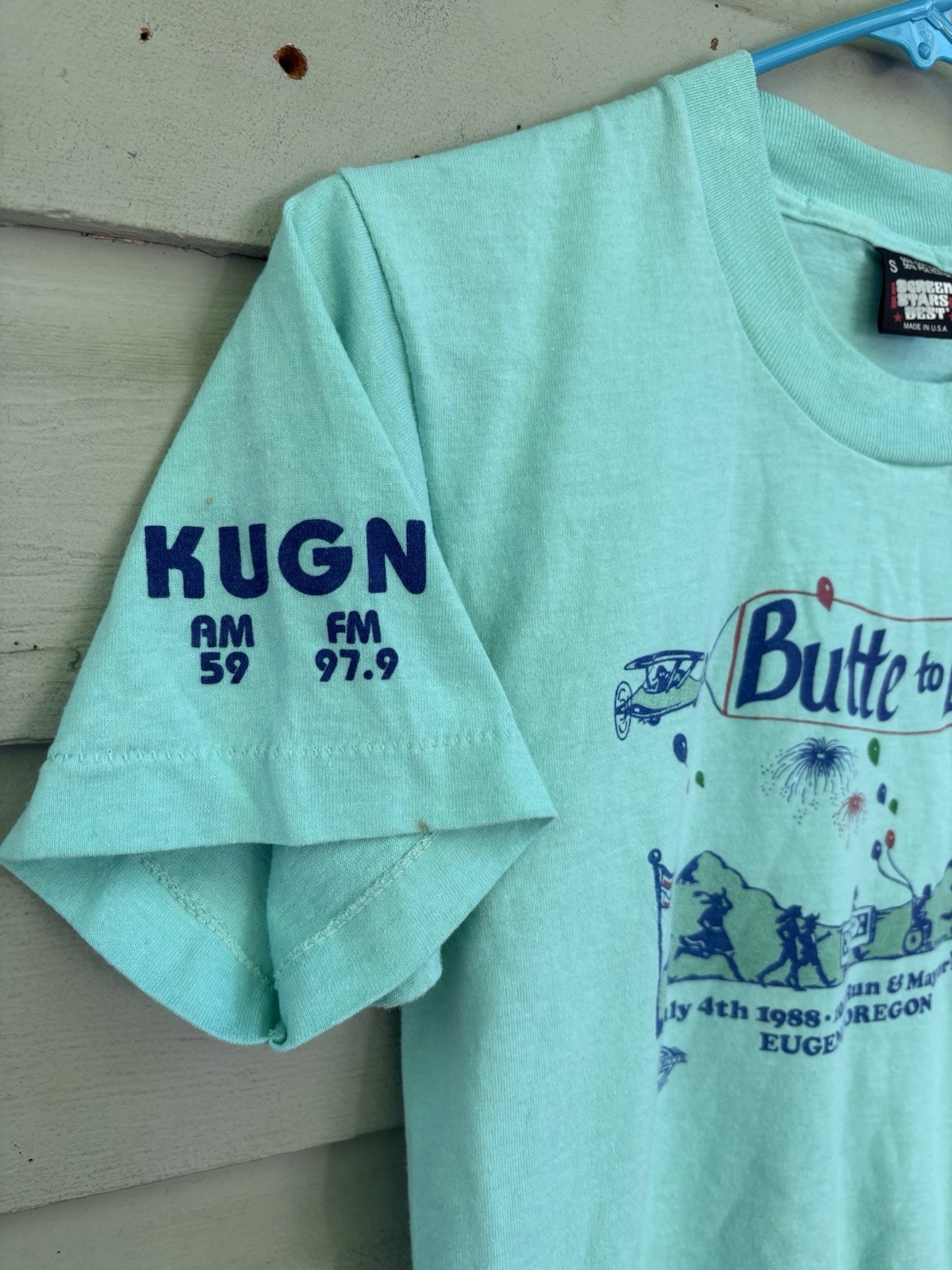 VTG 1988 Butte to Butte 10K Race Eugene Oregon Track Club T Shirt Small 80s AQUA