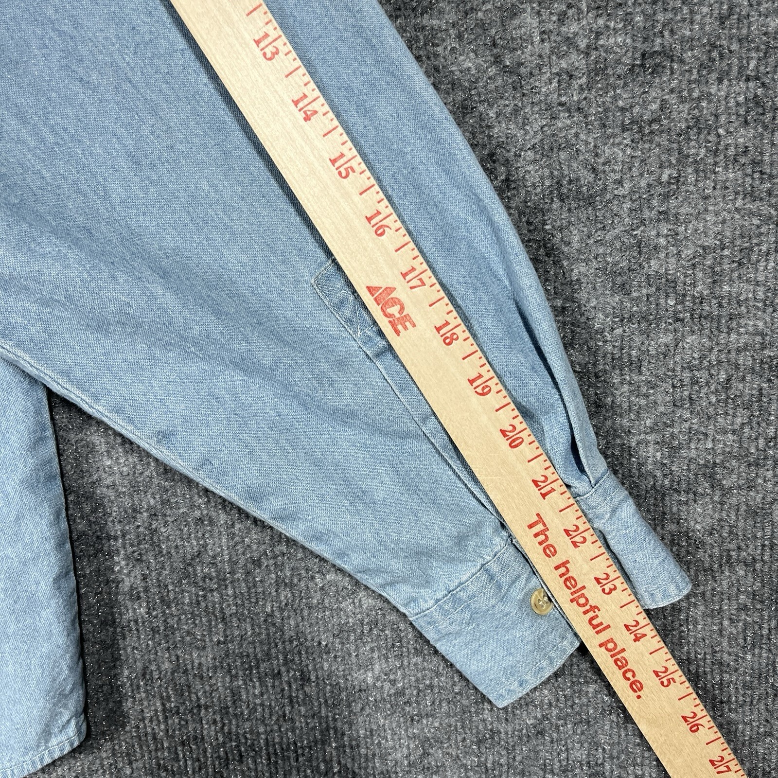 VINTAGE 90s Motorola Employee Shirt Mens XL Denim Chambray Tech Promo Cell Phone