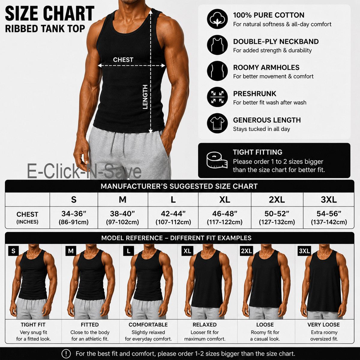 3, 6 Pack Mens 100% Cotton Ribbed A-Shirts Undershirts Wife Beater NEW Tank Tops
