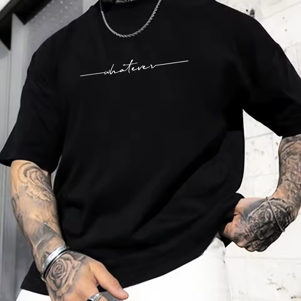 Summer Men’s Cotton Casual Loose Fit Printed Round Neck Short Sleeved T-shirt