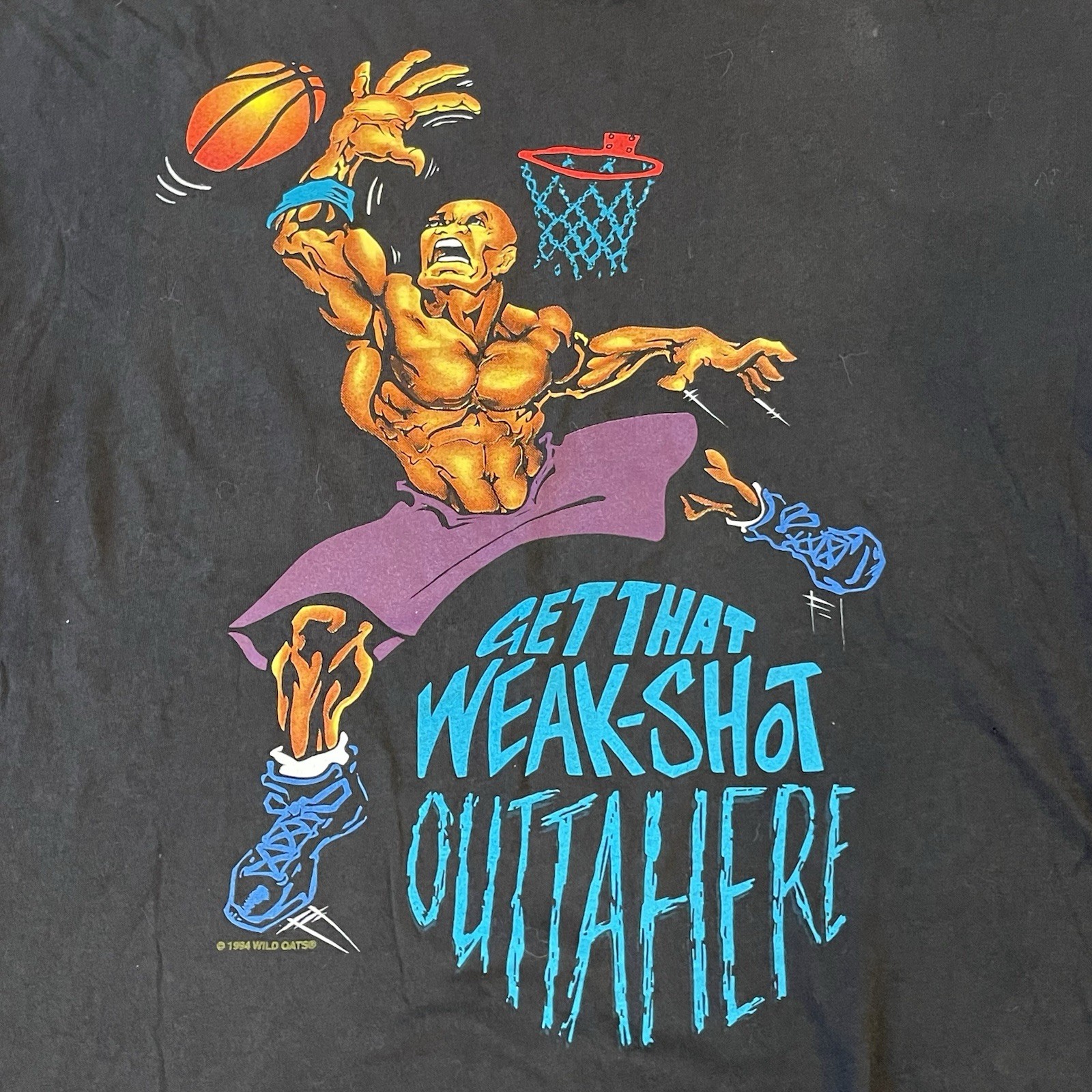 Vintage Wild Oats 1994 Street Basketball T-Shirt Sz Weak Shot, Not in My House
