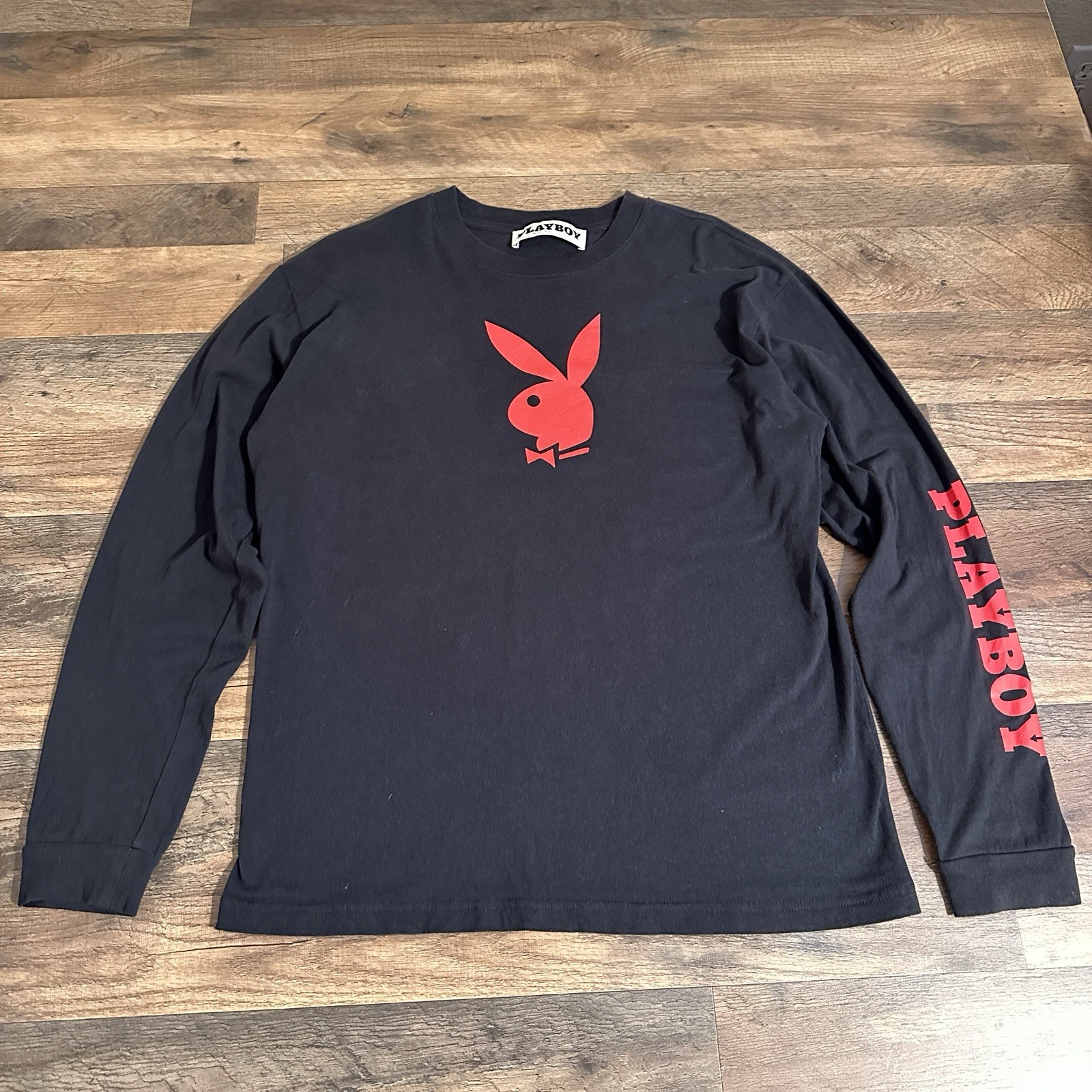 PLAYBOY by PacSun T-Shirt Mens Medium Black w/Red Logo Long Sleeve Casual Soft
