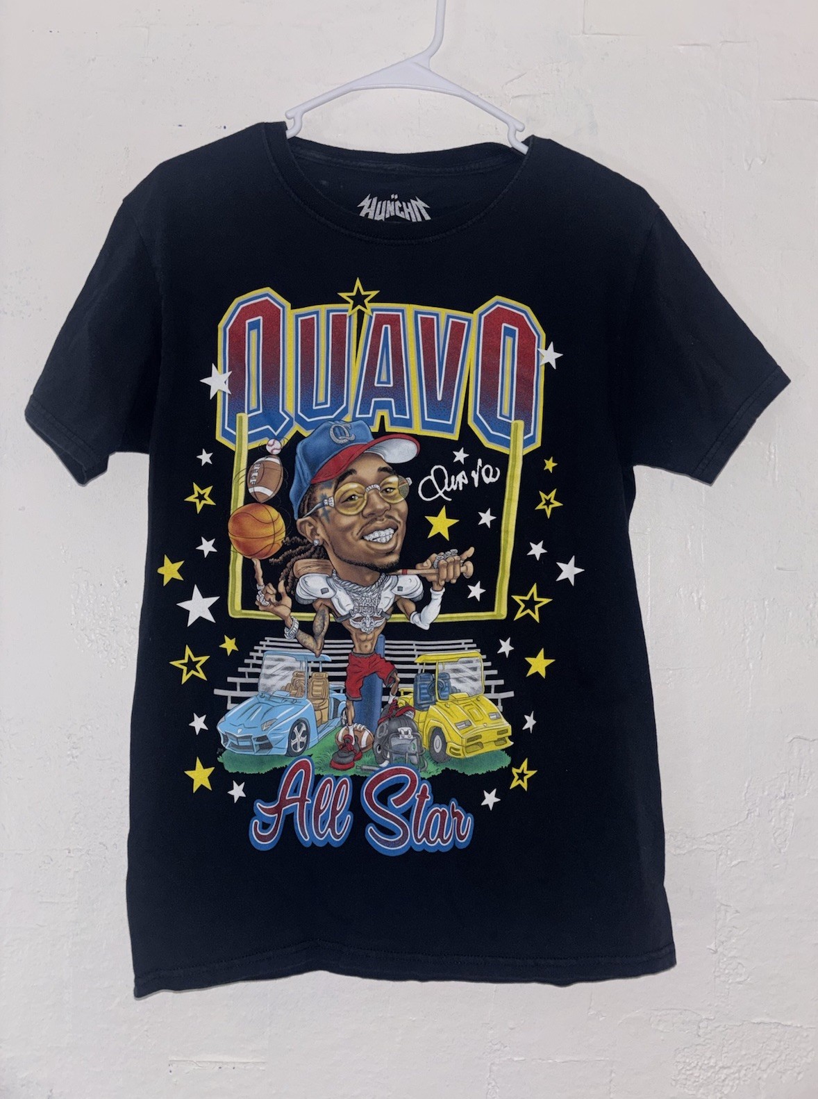 Bravado Quavo All Star Men’s Black Graphic Print Logo Tee Knit Crew Neck Sz S