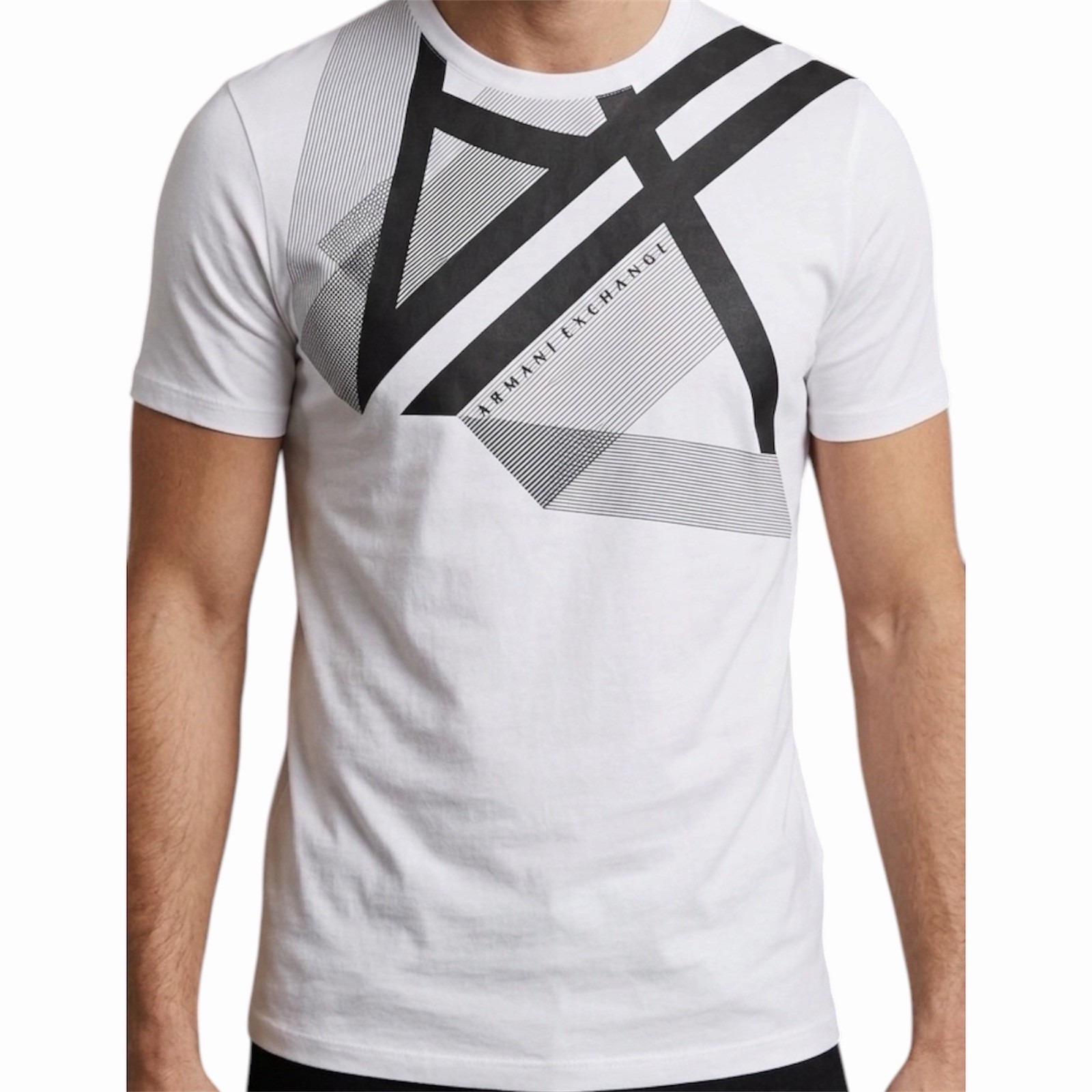 ARMANI EXCHANGE White RIGHT SIDE UP Short Sleeve Slim Fit Designer T-shirt NEW