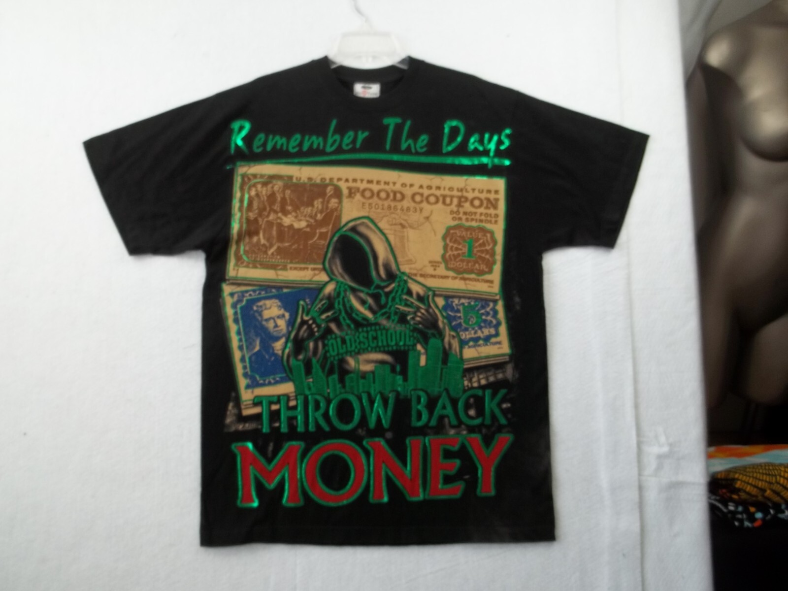 Remember the Days Throw Back Money Mens Black Graphic T Shirt Size L Tall