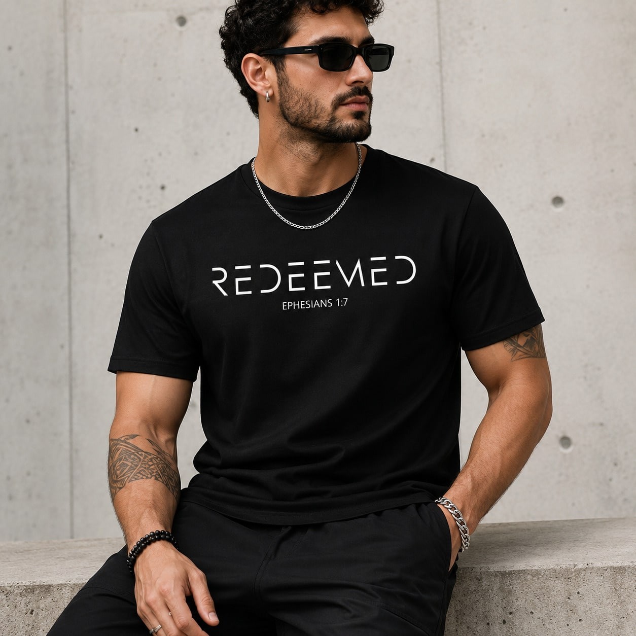 Men 100% Cotton Inspirational Letter Graphic T-Shirt, Casual Short Sleeve