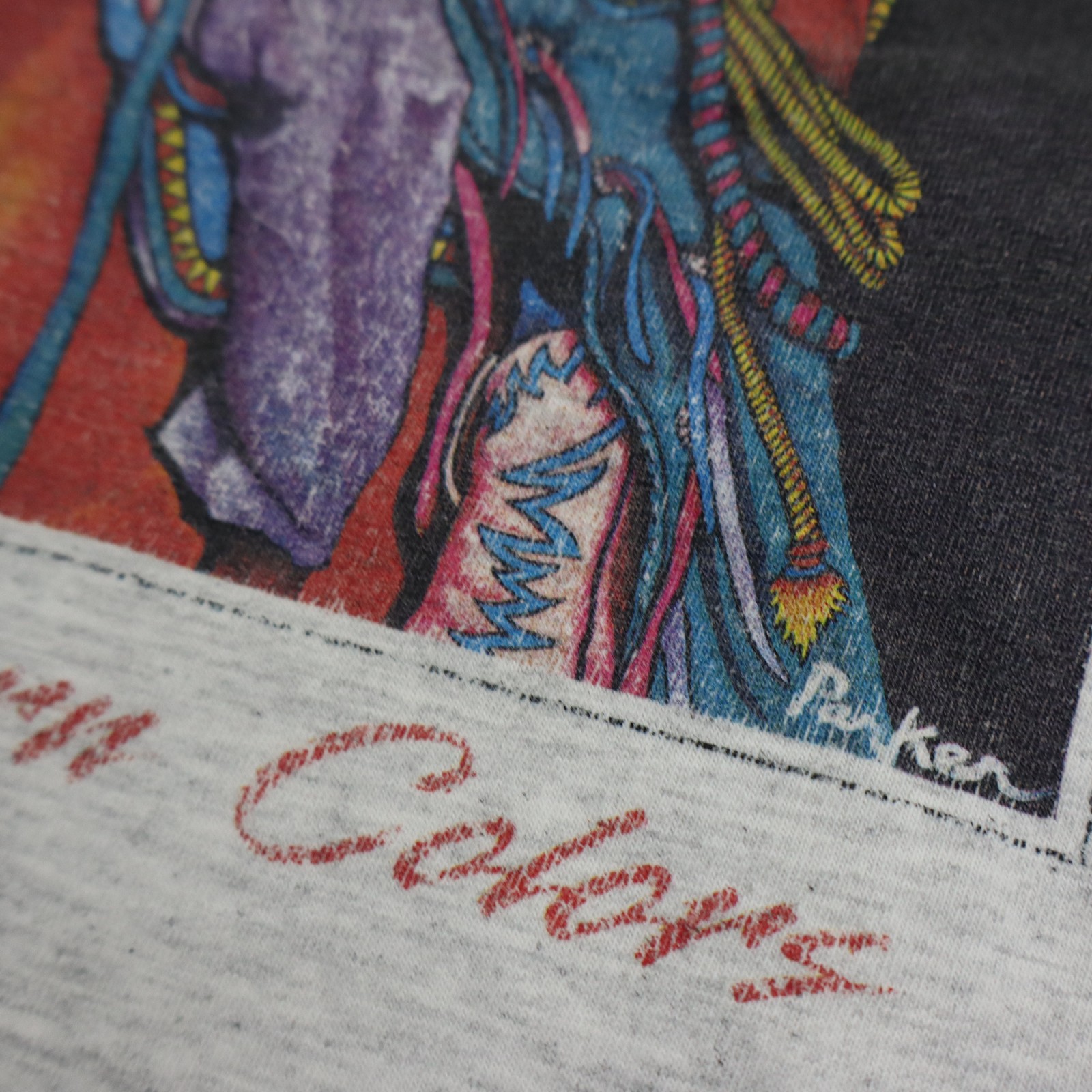 Vintage 90s David Parker Into The Storm T Shirt Mens XL/L Western Art Ringer Tee