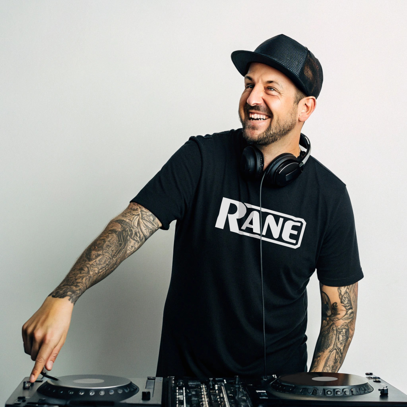 Rane Logo Black T-Shirt – Soft Modern Fit DJ 1200 Turntable Tee
