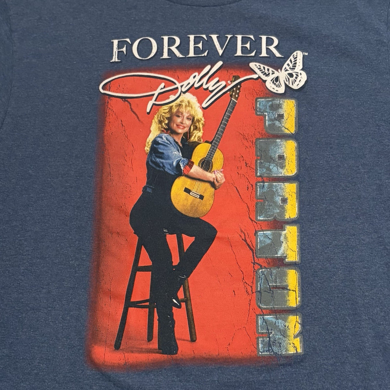 Dolly Parton Mens Blue Gray FOREVER Dolly Graphic T-Shirt Country Music ✅ Sz XL