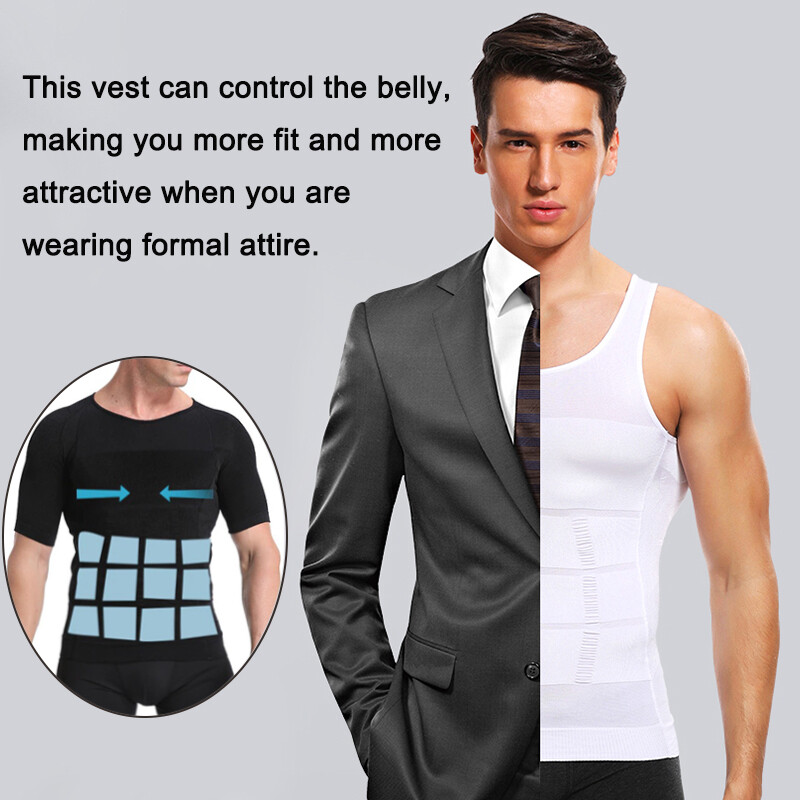 US Men Slimming Body Shaper Shirt Full Waist trainer Shapewear Corsets Gym Vest
