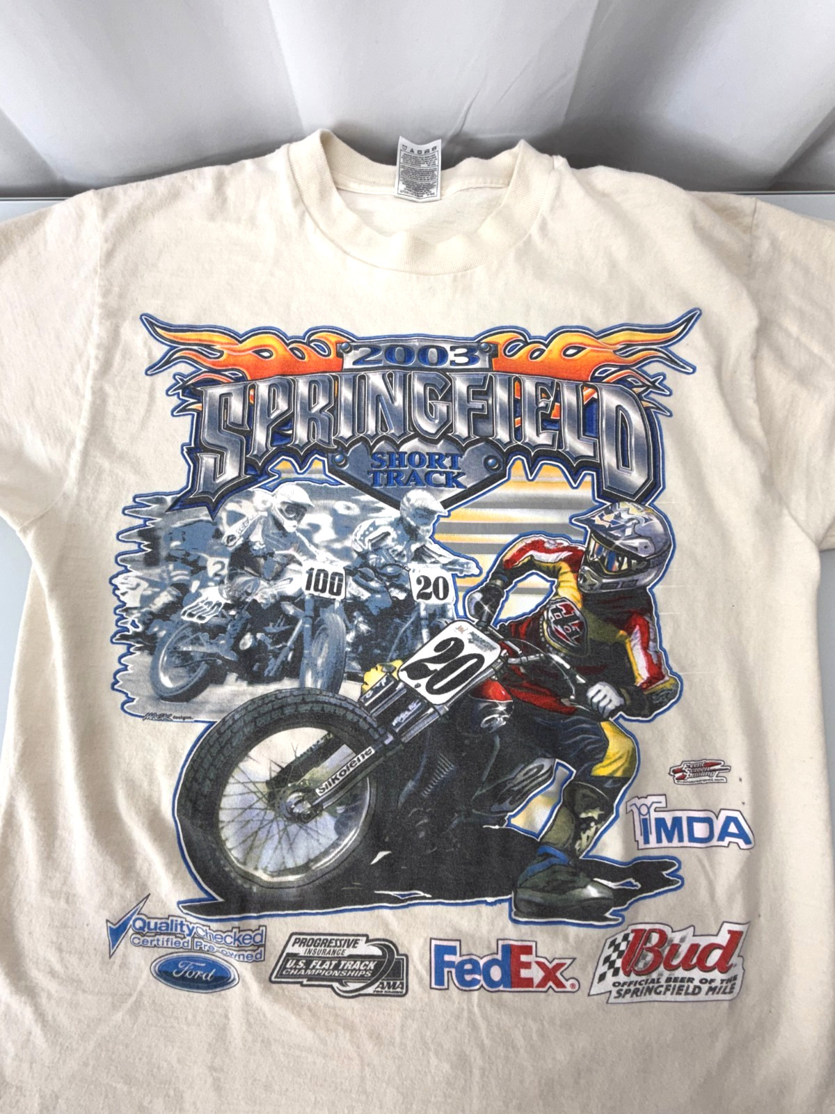 Men’s Size M 2003 Y2K Springfield Flat Track Dirt Race Motorcycle Short Track