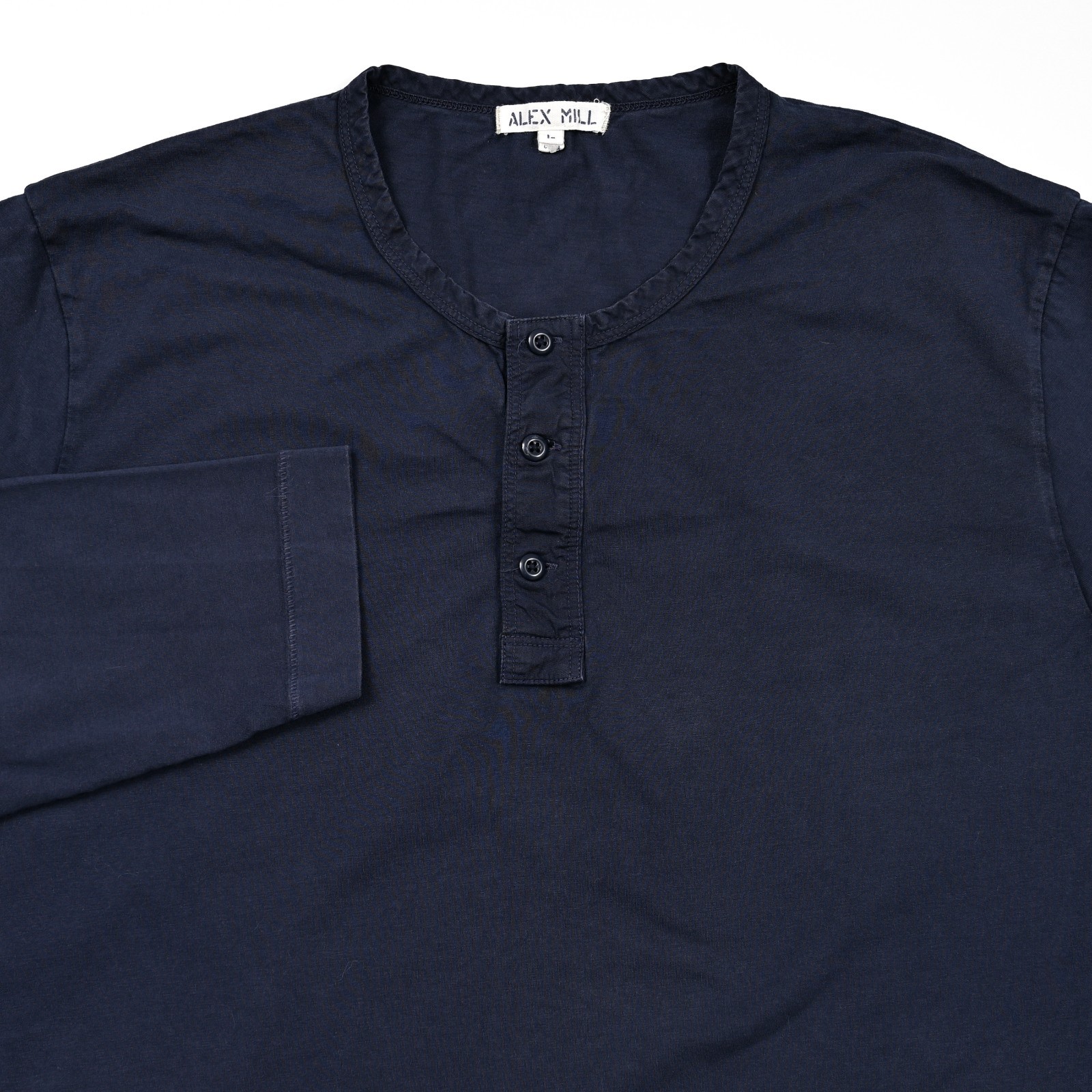 Alex Mill Henley Shirt Men’s Large Blue 100% Cotton Long Sleeve Preppy 3 Button