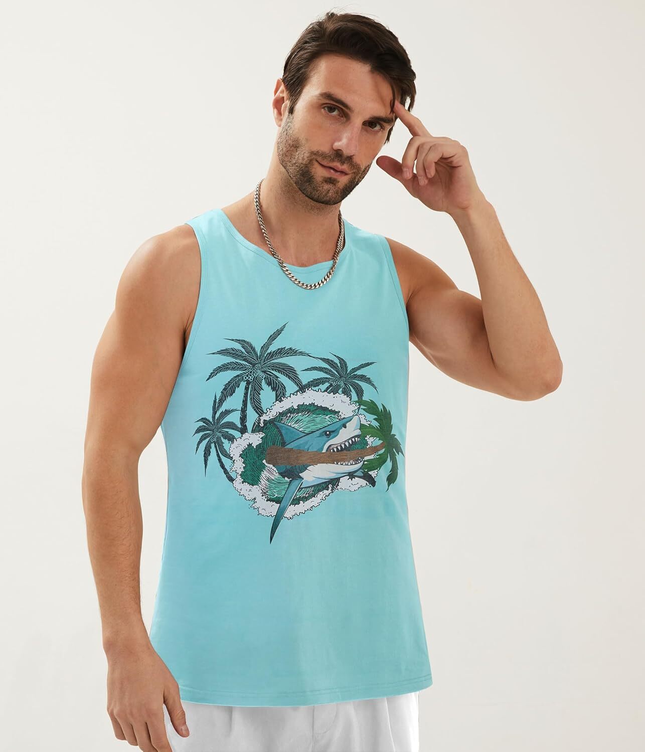 Mens Cotton Tank Tops Funny Graphic Beach Summer Sleeveless Muscle Tank Top