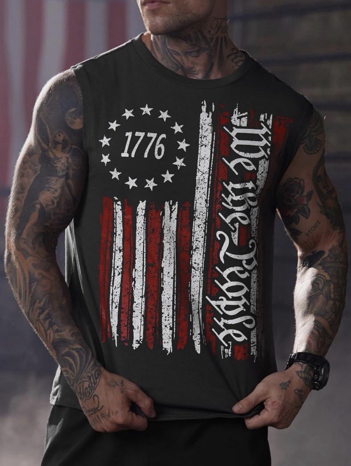 Mens 4th of July Shirts Muscle Tank Top 1776 Sleeveless Graphic Gym Workout U…
