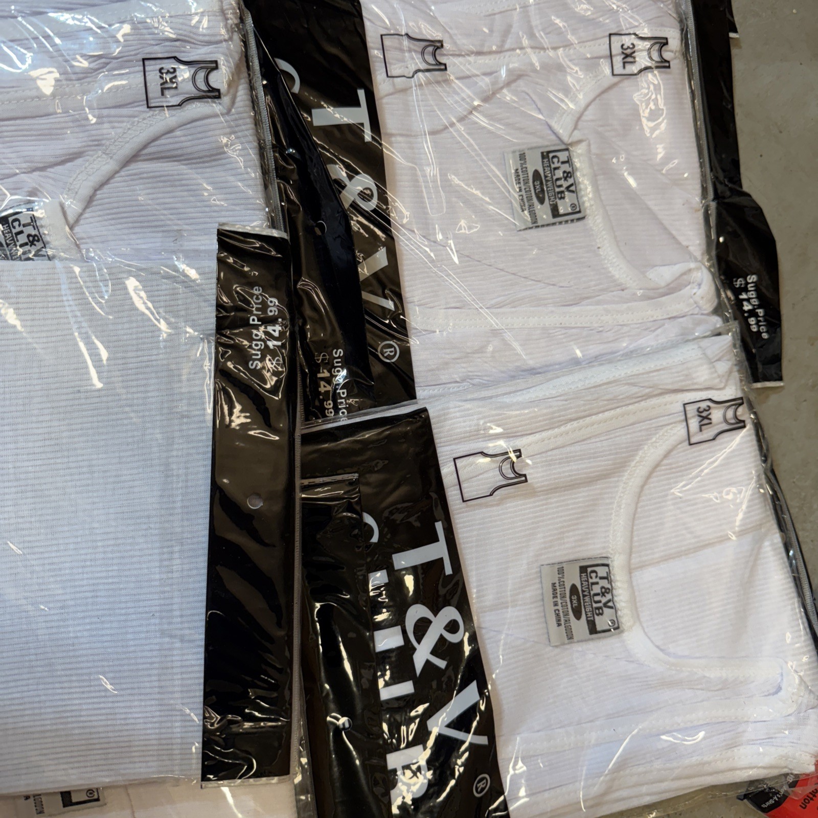 6 Pieces White 3xL A Shirt/ Tang Top Special Last Of Inventory Individually Wrap