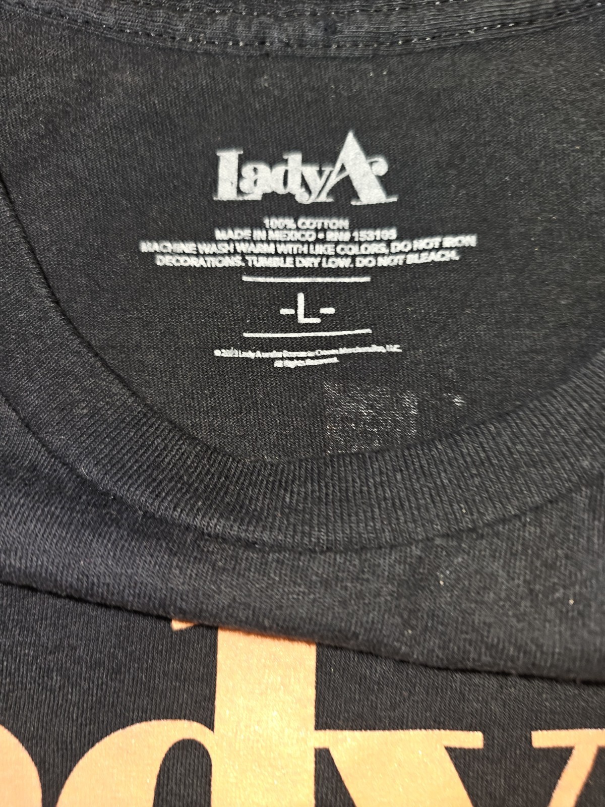 Lady Antebellum Black 2023 Country Music Request Line Tour Merch Large T-Shirt