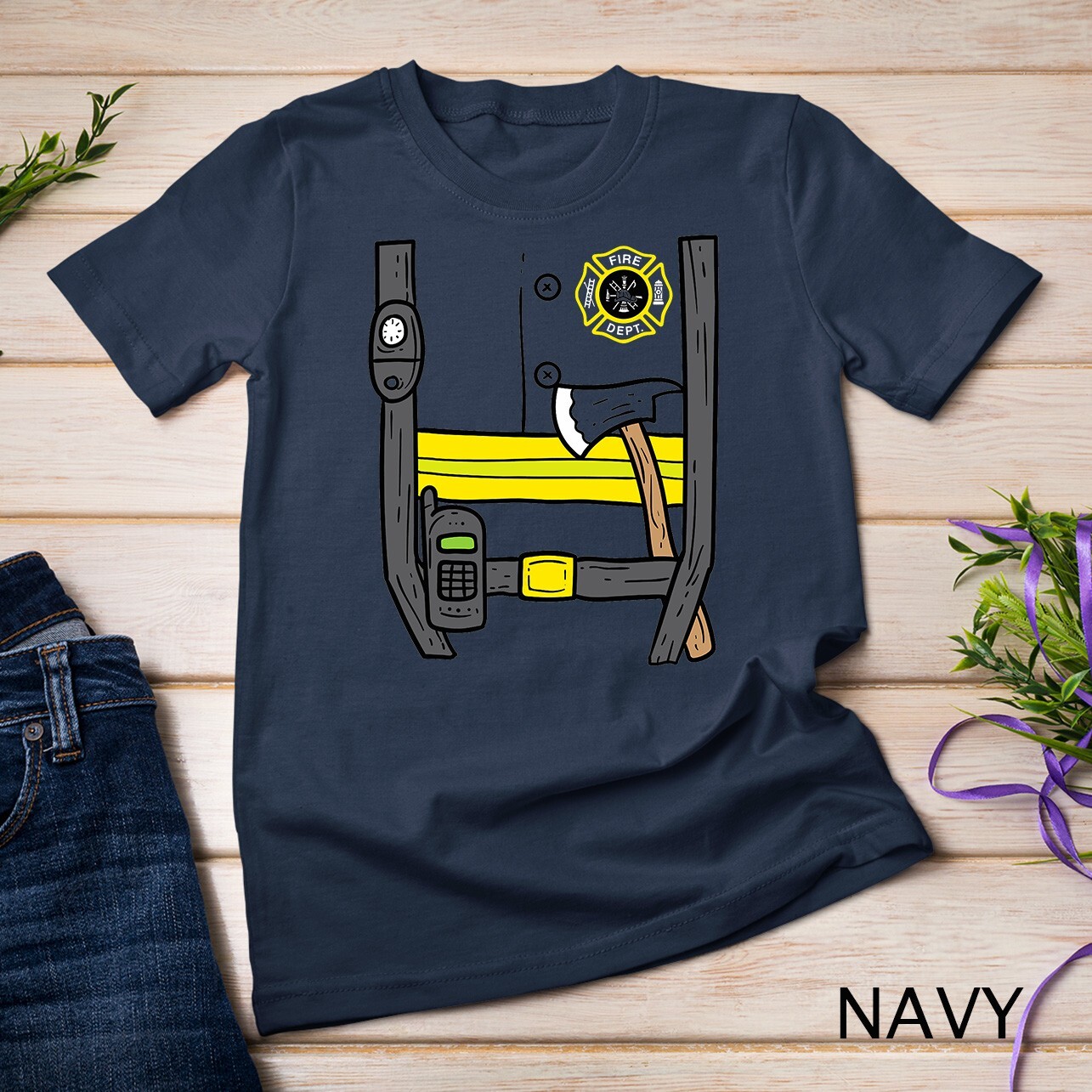 Firefighter Fireman Easy Lazy DIY Halloween Costume Boys T-Shirt Unisex T-shirt