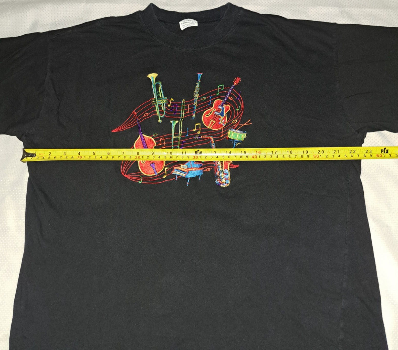 Casey Coleman Embroidered Musical Instruments T Shirt XL