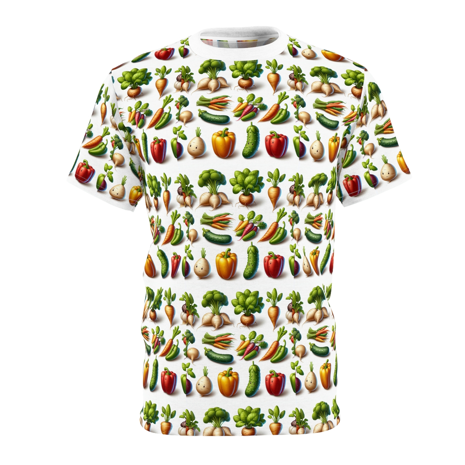 Mens Womens Kids Colorful Vegetable Print Cooking Baking Chef Uniform Tee Shirt