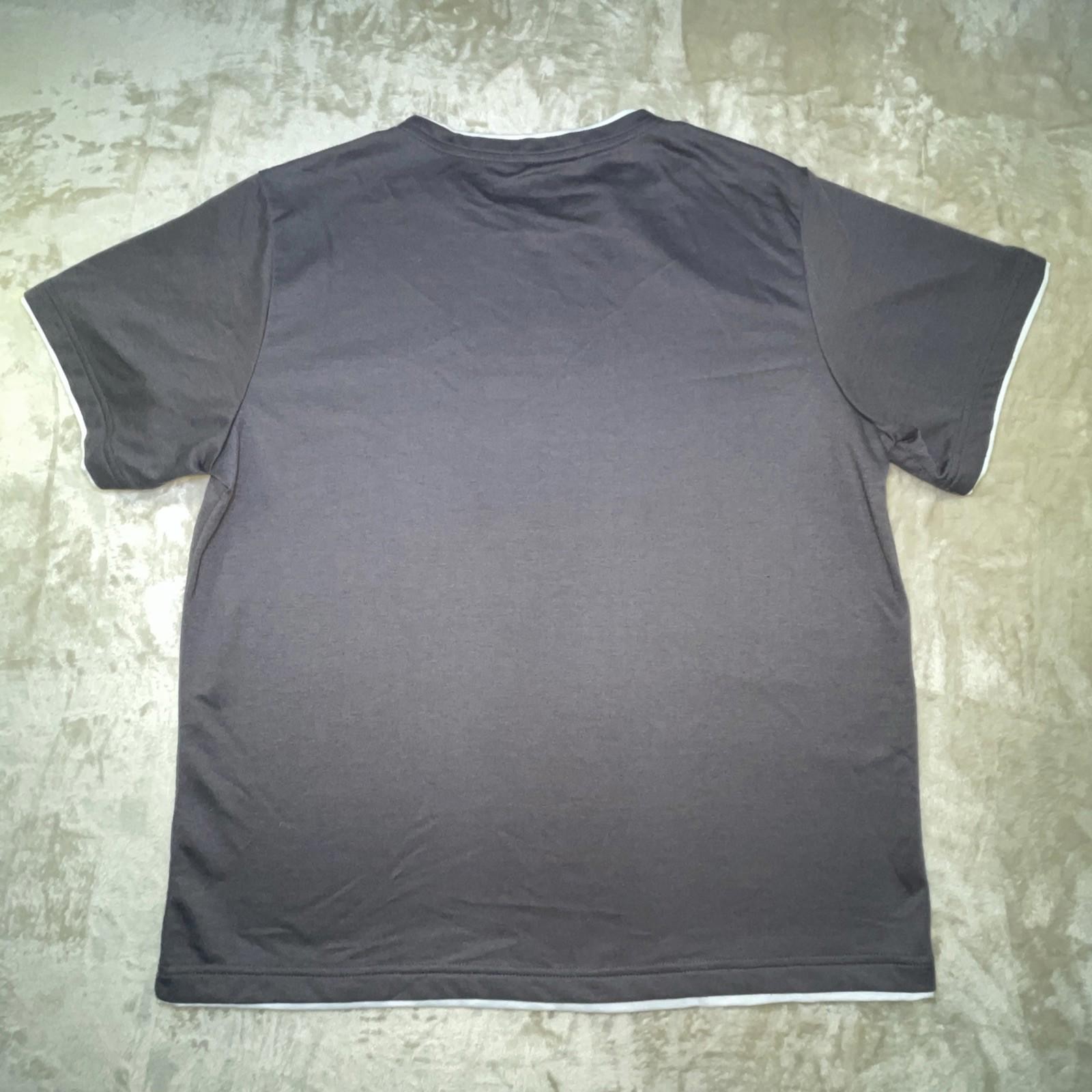 SHEIN Mens Dark Gray Contrast Trim T-Shirt White Collar & Cuffs Casual Sz L
