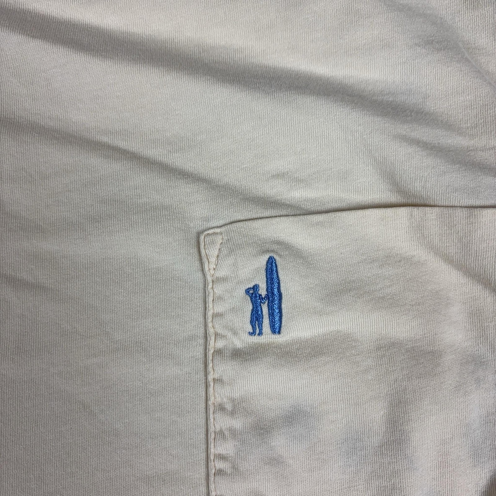 Johnnie-O Shirt Mens XL Beige Pocket Tagless Crewneck Cotton Jersey Surf Tee