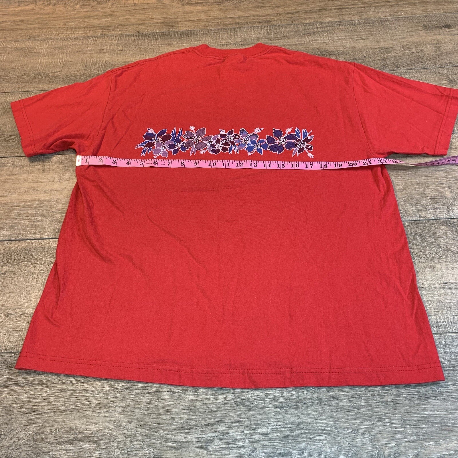 Vintage Diamond Star Allstyle Mens T-Shirt Size (XL) Red MAUI Floral T-Shirt B5