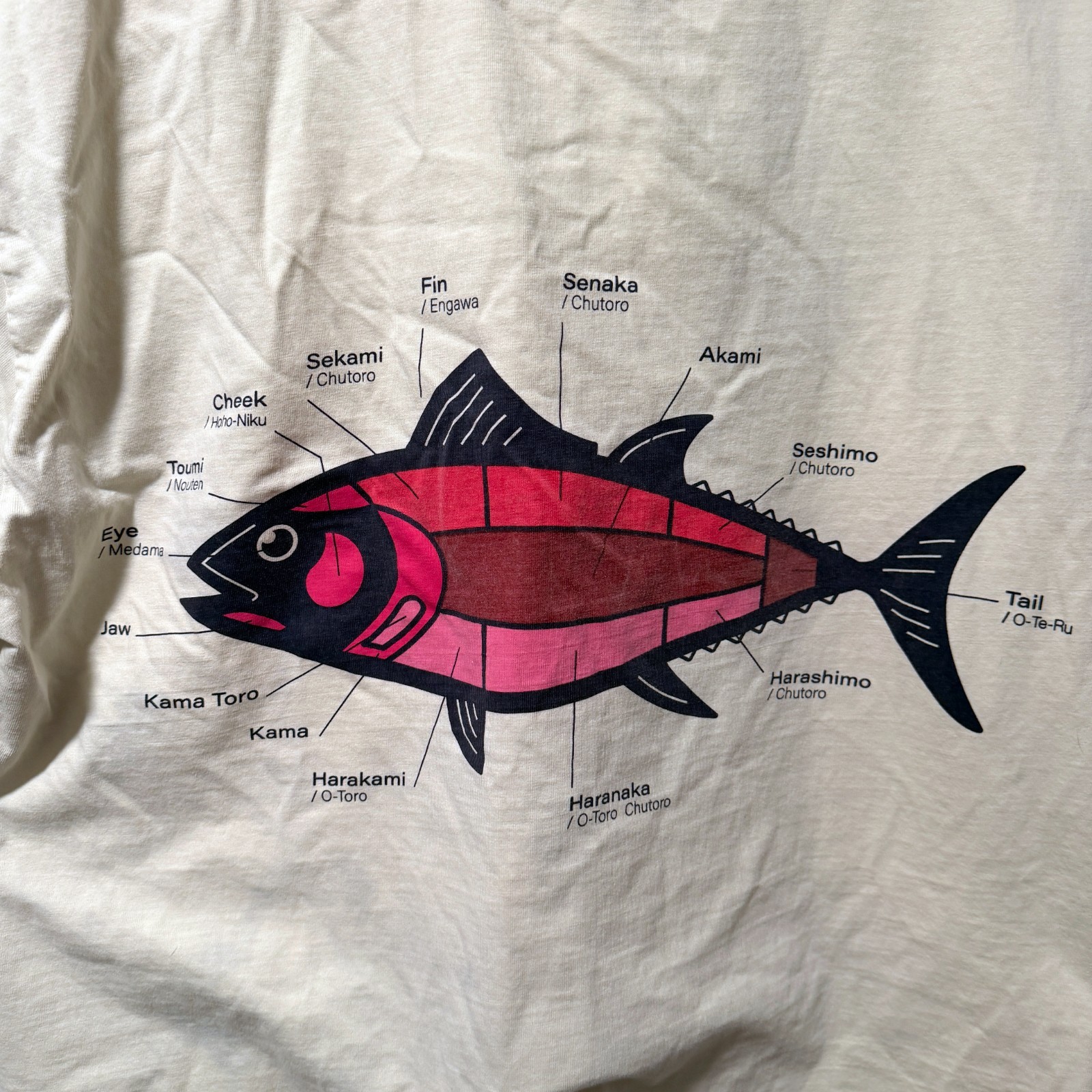 American Garage Shirt Salmon Fish Graphic Mens XL Tan Short Sleeve Cotton Tee