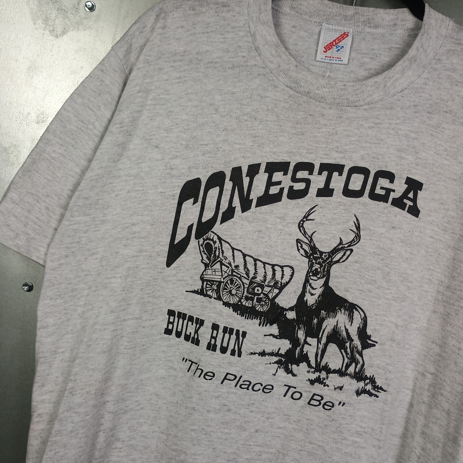 Conestoga Vintage 90s Wagon Deer Buck Run Country Western Summer Shirt Large