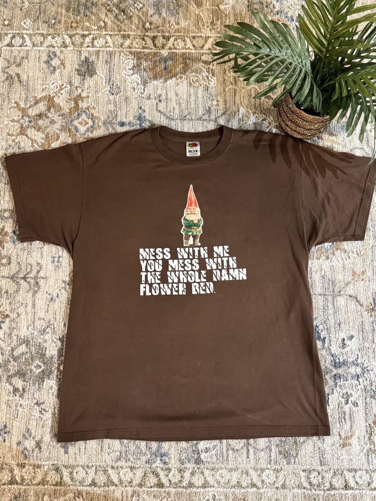 Vintage Fruit of the Loom Brown Gnome Graphic T-Shirt