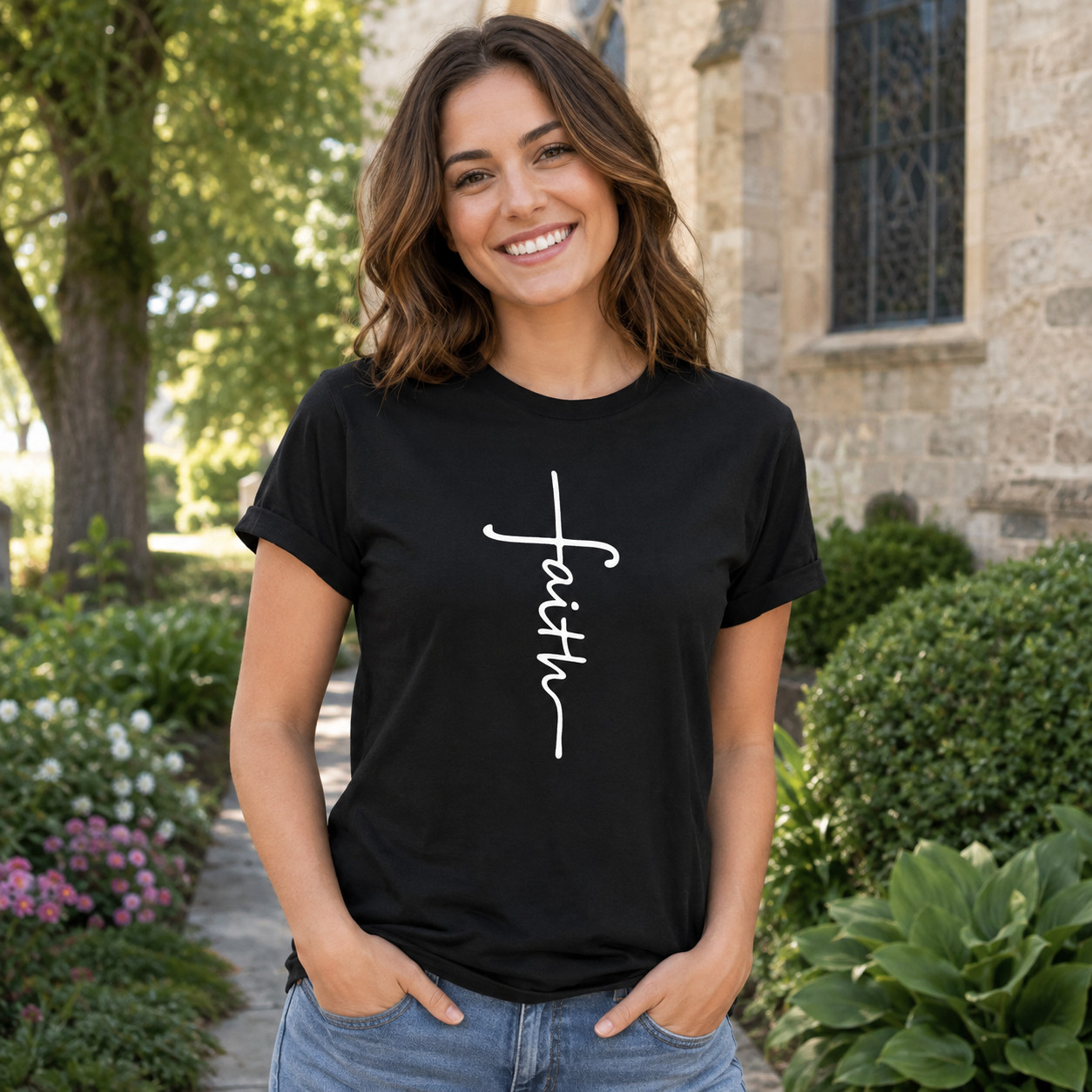 Faith Cross Shirt Christian Graphic Tee Religious Gift Unisex Inspirational