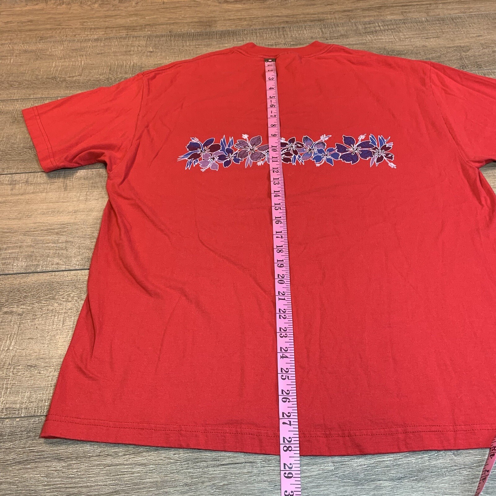 Vintage Diamond Star Allstyle Mens T-Shirt Size (XL) Red MAUI Floral T-Shirt B5