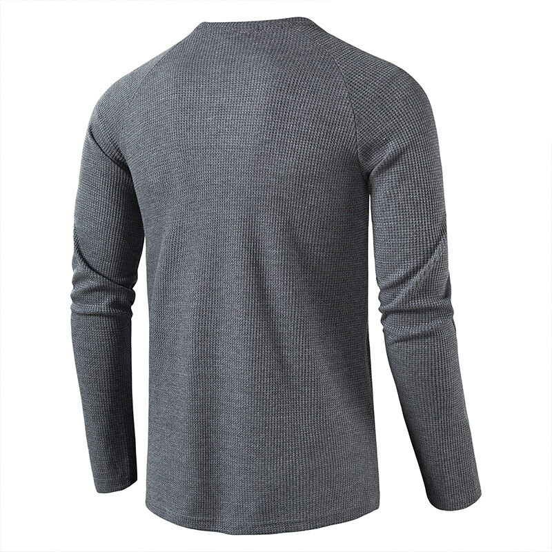 Mens Casual Henley T-shirt Solid Slim Fit Button Pullover Long Sleeve Tops Tunic