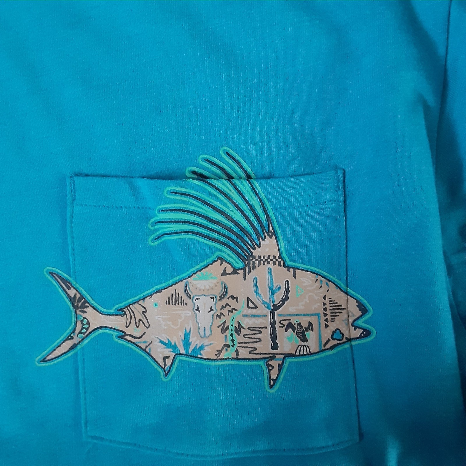 Columbia PFG T-Shirt Men’s Large Blue Wild Cast Pocket Short Sleeve New