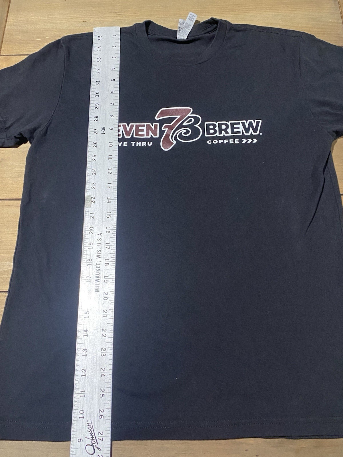 Seven 7 Brew Drive Thru Coffee 7B Black T-Shirt Classic Logo Adult Sz MED