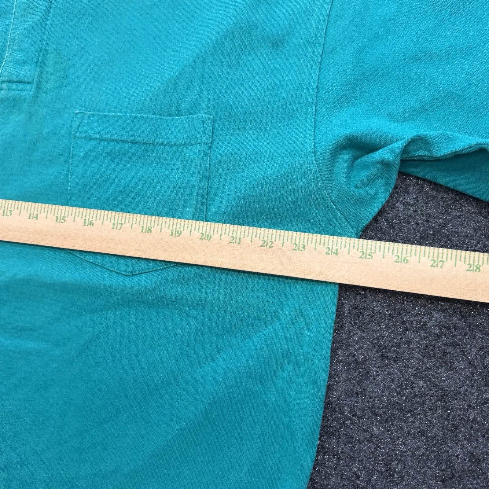 VTG Eddie Bauer Henley Shirt Mens XL Teal Blue Contrast Collar Made in USA 90s